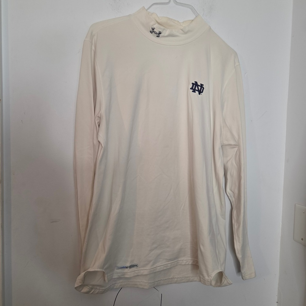 Under Armour ColdGear Mock Neck Notre Dame Fighting Irish Shirt Cream Mens XL